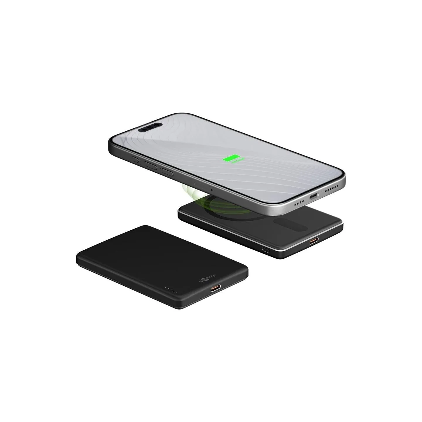 Goobay Magnetic Wireless Power Bank | 70182 | 5000 mAh | USB-C | Black