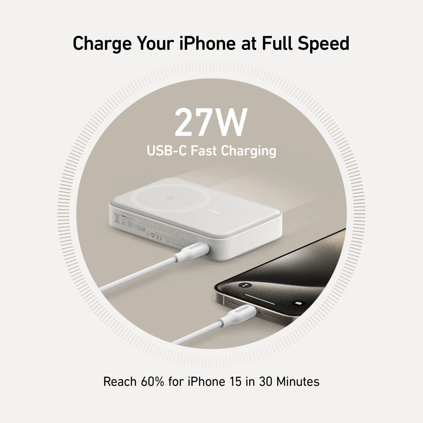 Anker MagGo Power Bank | A1654G21 | 10000 mAh | White
