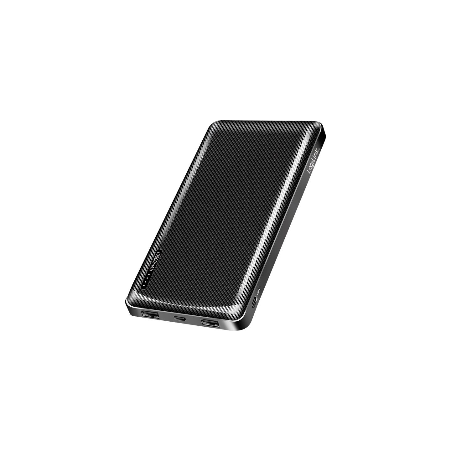 Logilink Power bank, Li-Po, 2x USB-A, USB-C | PA0316 | 10000 mAh | Black