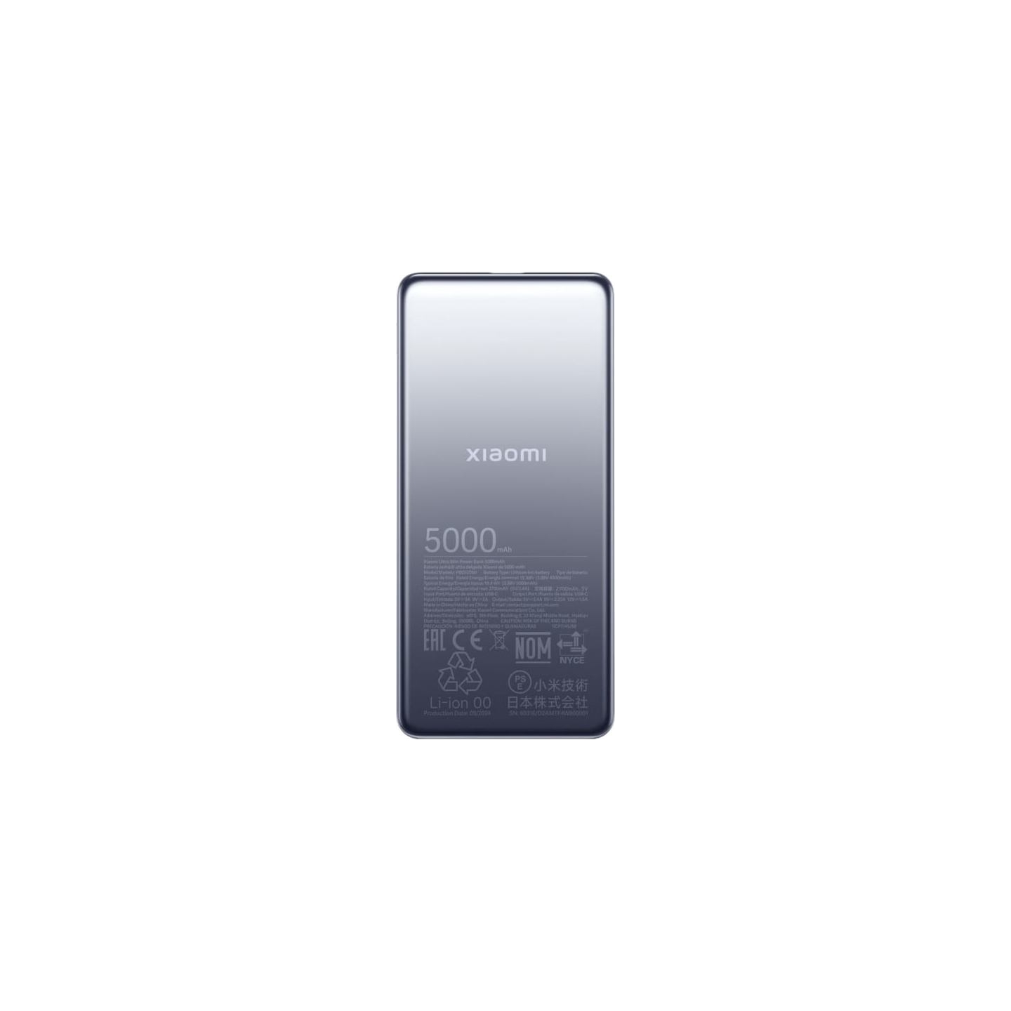 Xiaomi Ultra Slim Power Bank | 5000 mAh | USB-C | Gray