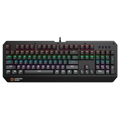 Canyon Hazard GK-6, Wired multimedia gaming keyboard with lighting effect, 108pcs rainbow LED, Numbers 104keys, EN double inject