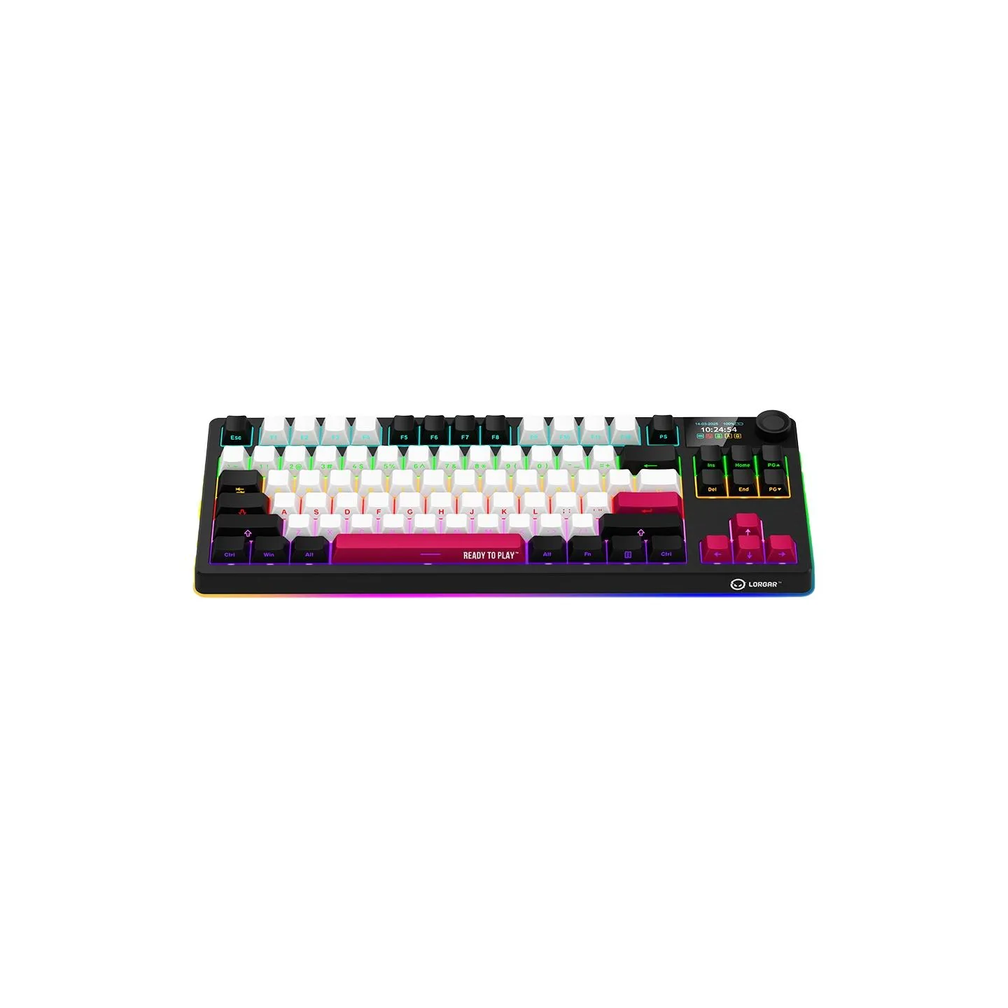 Lorgar KBP70TKLW, Wireless TKL Mechanical Gaming Keyboard Pro, Black/red, EN layout