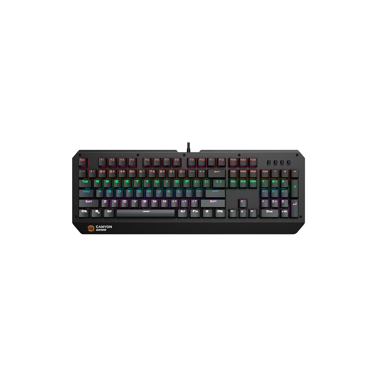 Canyon Hazard GK-6, Wired multimedia gaming keyboard with lighting effect, 108pcs rainbow LED, Numbers 104keys, RU+EN double inj