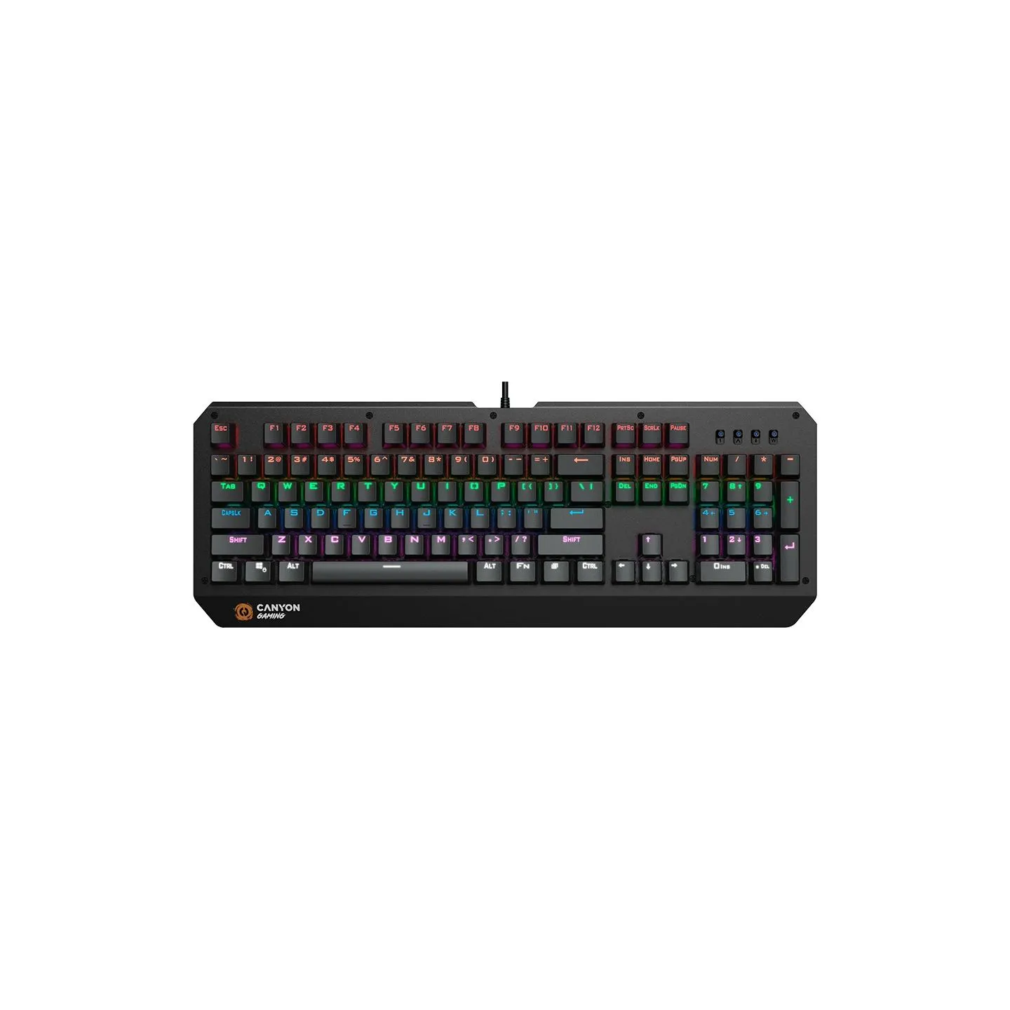 Canyon Hazard GK-6, Wired multimedia gaming keyboard with lighting effect, 108pcs rainbow LED, Numbers 104keys, RU+EN double inj