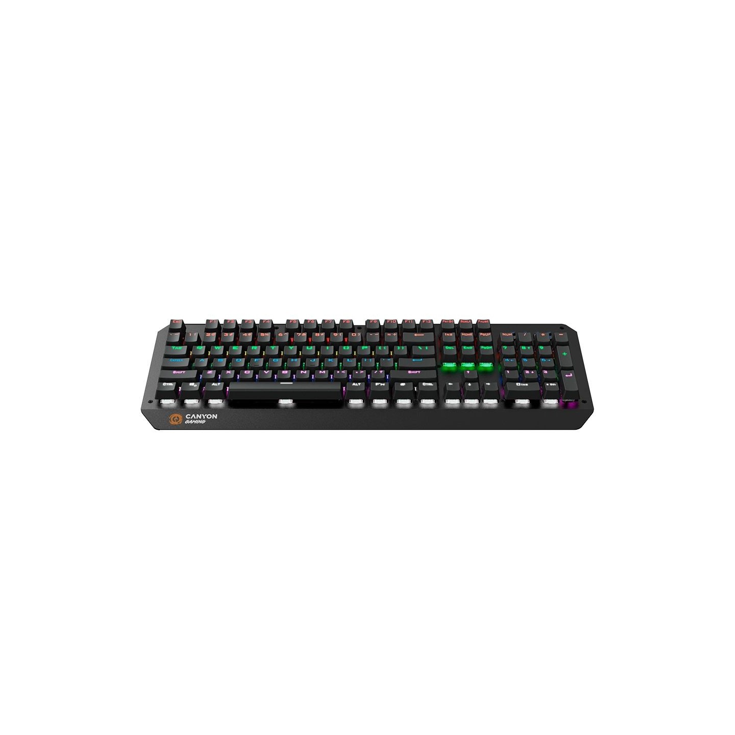 Canyon Hazard GK-6, Wired multimedia gaming keyboard with lighting effect, 108pcs rainbow LED, Numbers 104keys, RU+EN double inj