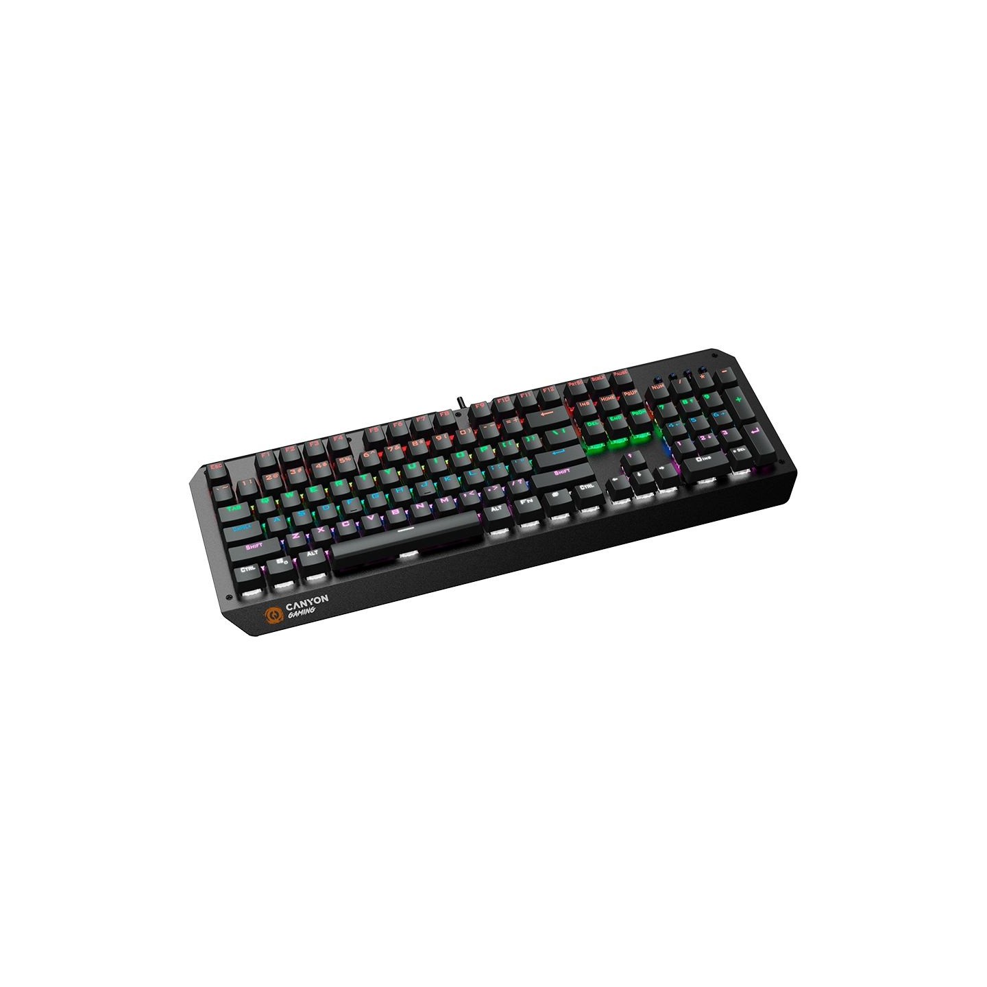 Canyon Hazard GK-6, Wired multimedia gaming keyboard with lighting effect, 108pcs rainbow LED, Numbers 104keys, RU+EN double inj