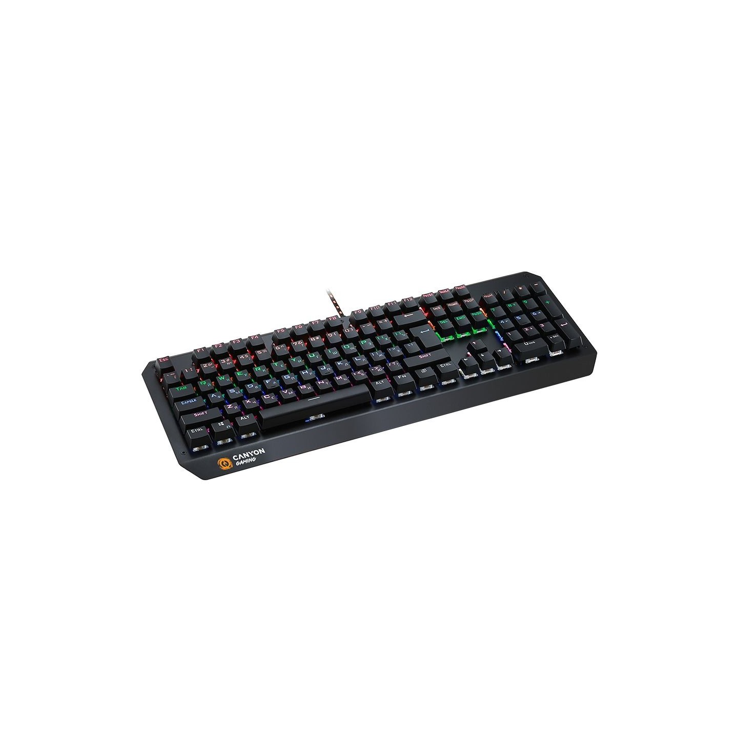 Canyon Hazard GK-6, Wired multimedia gaming keyboard with lighting effect, 108pcs rainbow LED, Numbers 104keys, RU+EN double inj
