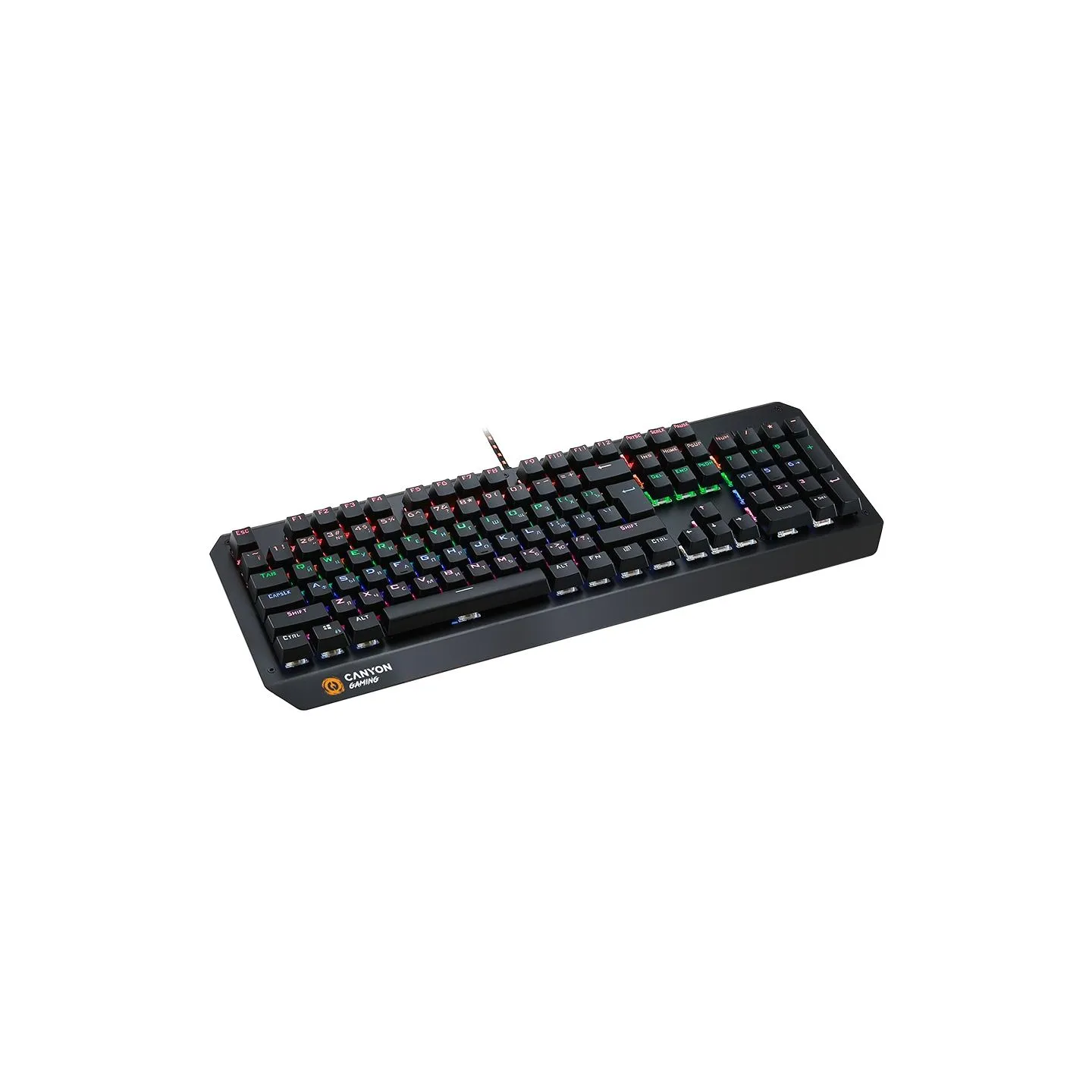 Canyon Hazard GK-6, Wired multimedia gaming keyboard with lighting effect, 108pcs rainbow LED, Numbers 104keys, RU+EN double inj