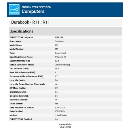 Durabook | Rugged Tablet | R11 4G LTE + GPS, RF Pass Through Antenna | 11.6 " | Black | Sunlight Readable 1000 nits | 1920 x 108