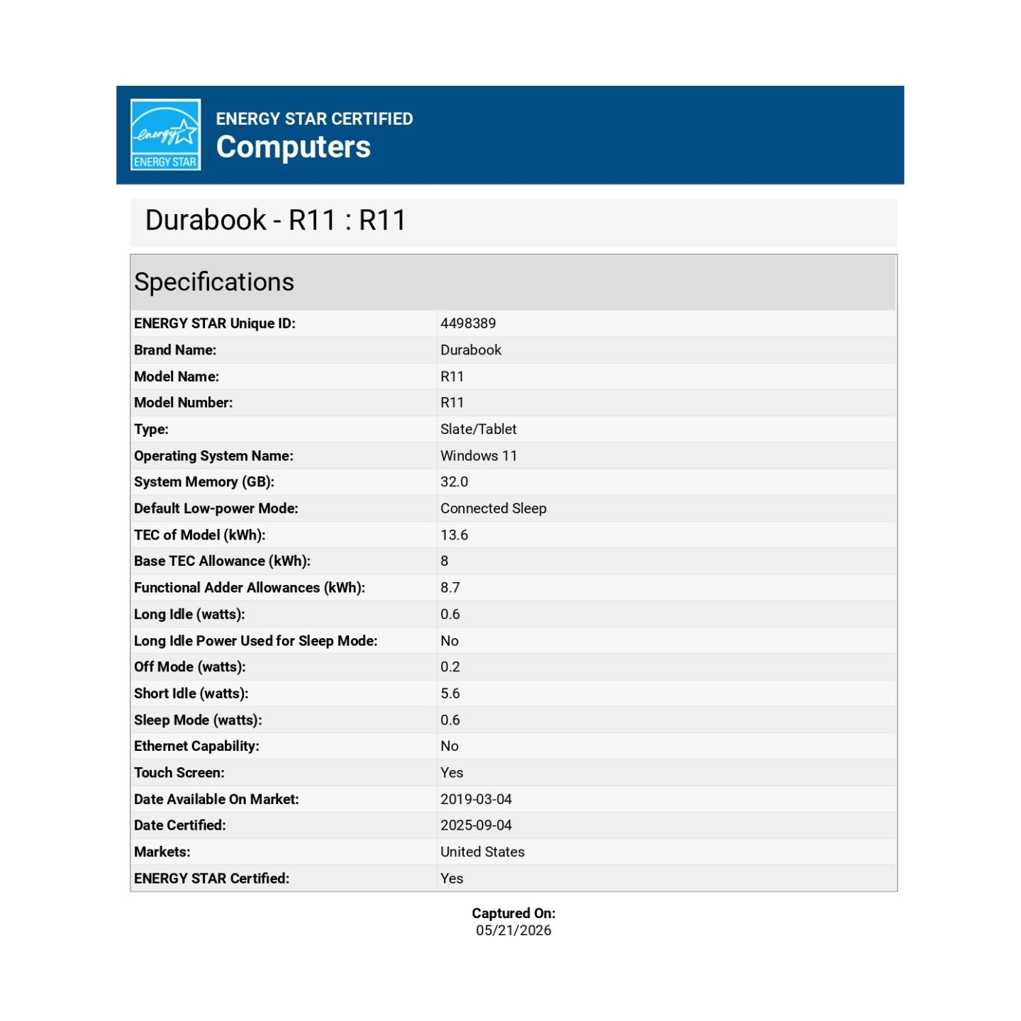 Durabook | Rugged Tablet | R11 4G LTE + GPS, RF Pass Through Antenna | 11.6 " | Black | Sunlight Readable 1000 nits | 1920 x 108