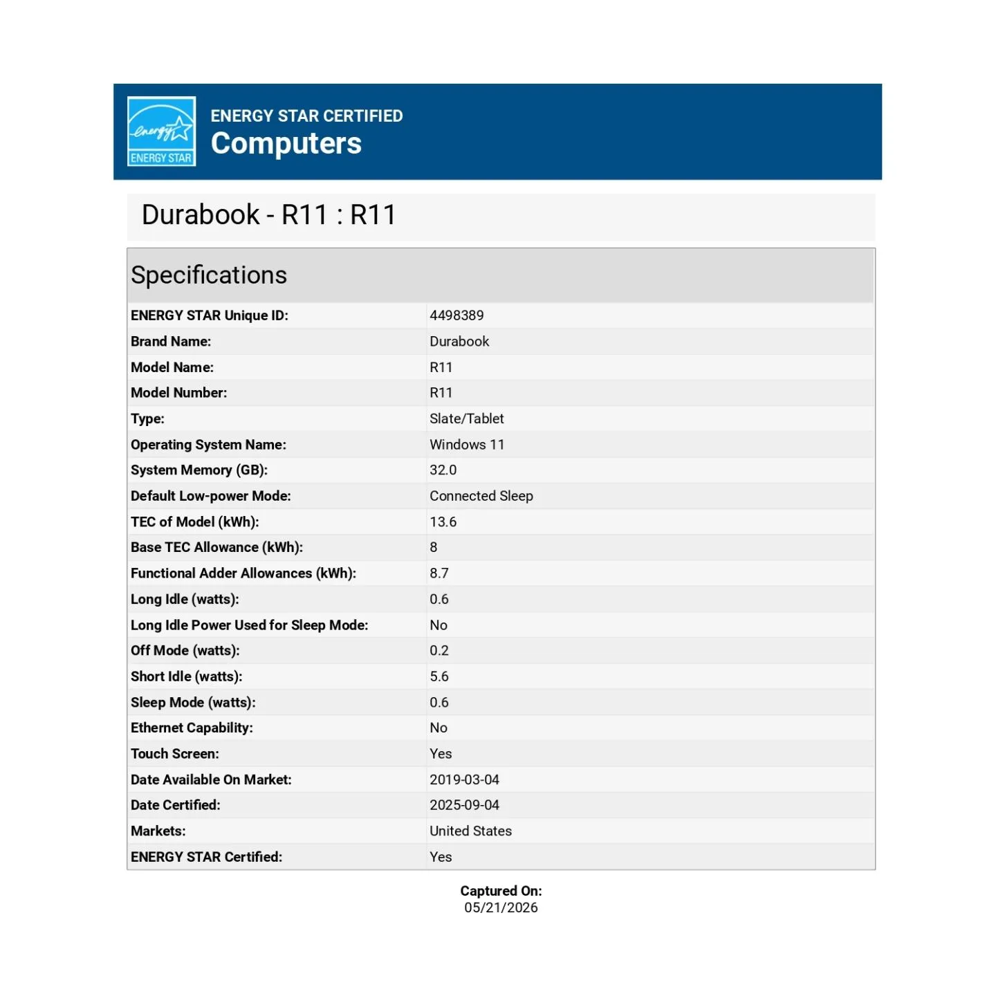 Durabook | Rugged Tablet | R11 4G LTE + GPS, RF Pass Through Antenna | 11.6 " | Black | Sunlight Readable 1000 nits | 1920 x 108