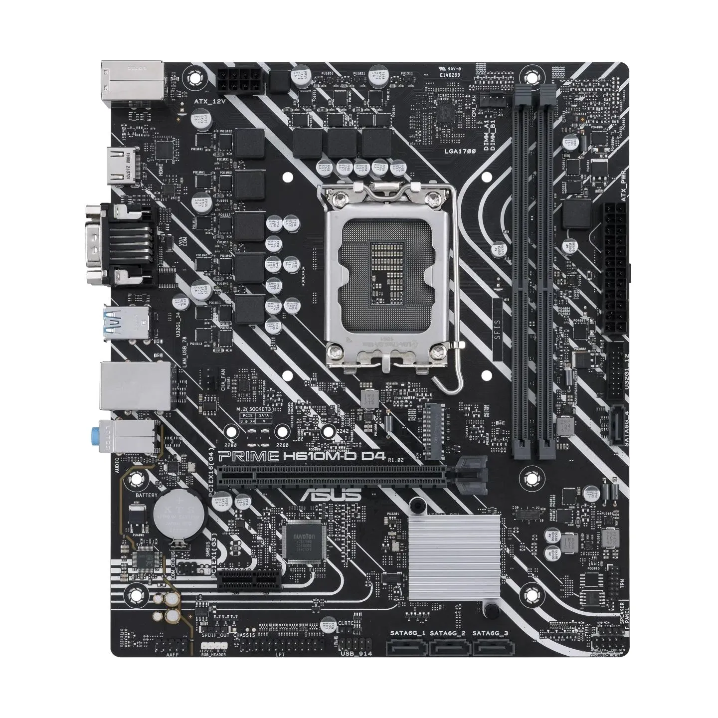 Asus | PRIME H610M-D D4 | Processor family Intel | Processor socket  LGA1700 | DDR4 DIMM | Memory slots 2 | Supported hard disk 