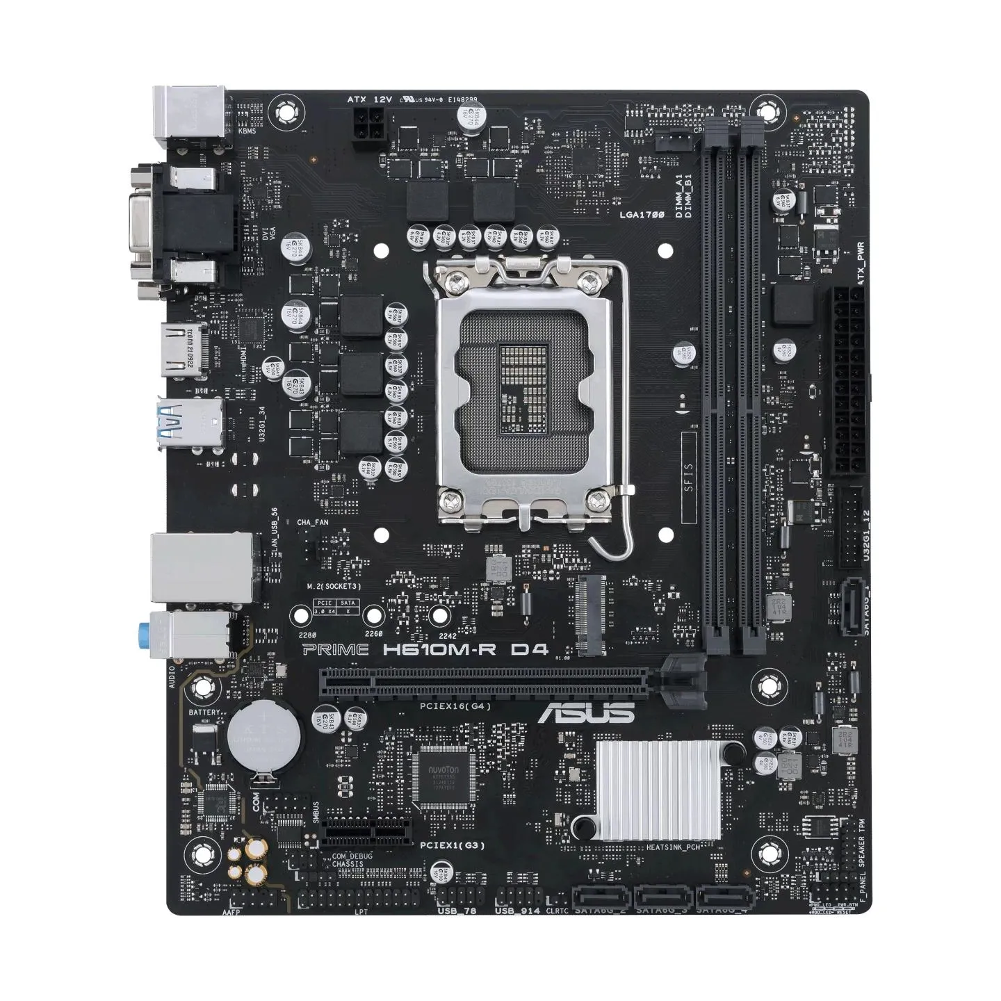 Asus | PRIME H610M-R D4-SI | Processor family Intel | Processor socket LGA1700 | DDR4 DIMM | Memory slots 2 | Supported hard dis
