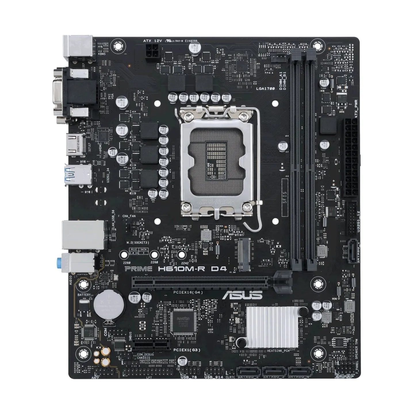 Asus | PRIME H610M-R D4-SI | Processor family Intel | Processor socket LGA1700 | DDR4 DIMM | Memory slots 2 | Supported hard dis