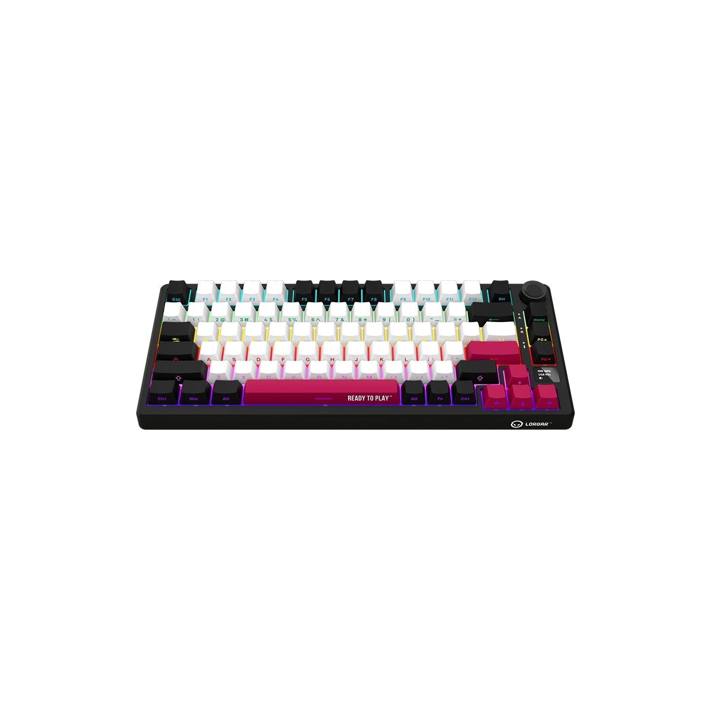 Lorgar KBP7075W, Wireless 75% Mechanical Gaming Keyboard Pro, Black/red, EN layout
