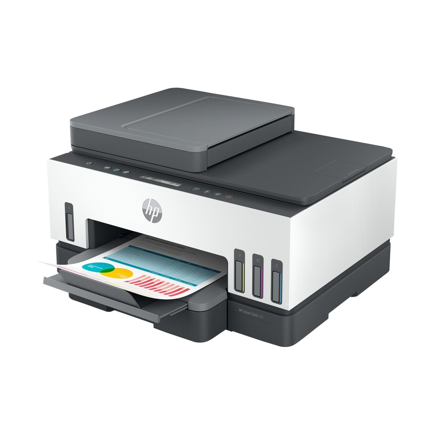 HP Smart Tank 750 AIO All-in-One Printer - A4 Color Ink, Print/Copy/Scan, Auto-Duplex, WiFi, 15ppm, 400-800 pages per month / 6U