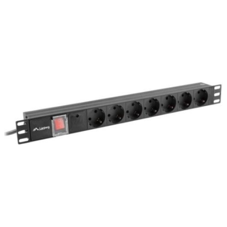 Lanberg | Power Distribution unit (PDU) 19" 1U 10A 2M 7X Schuko Outlets | PDU-07F-0200-IEC-BK