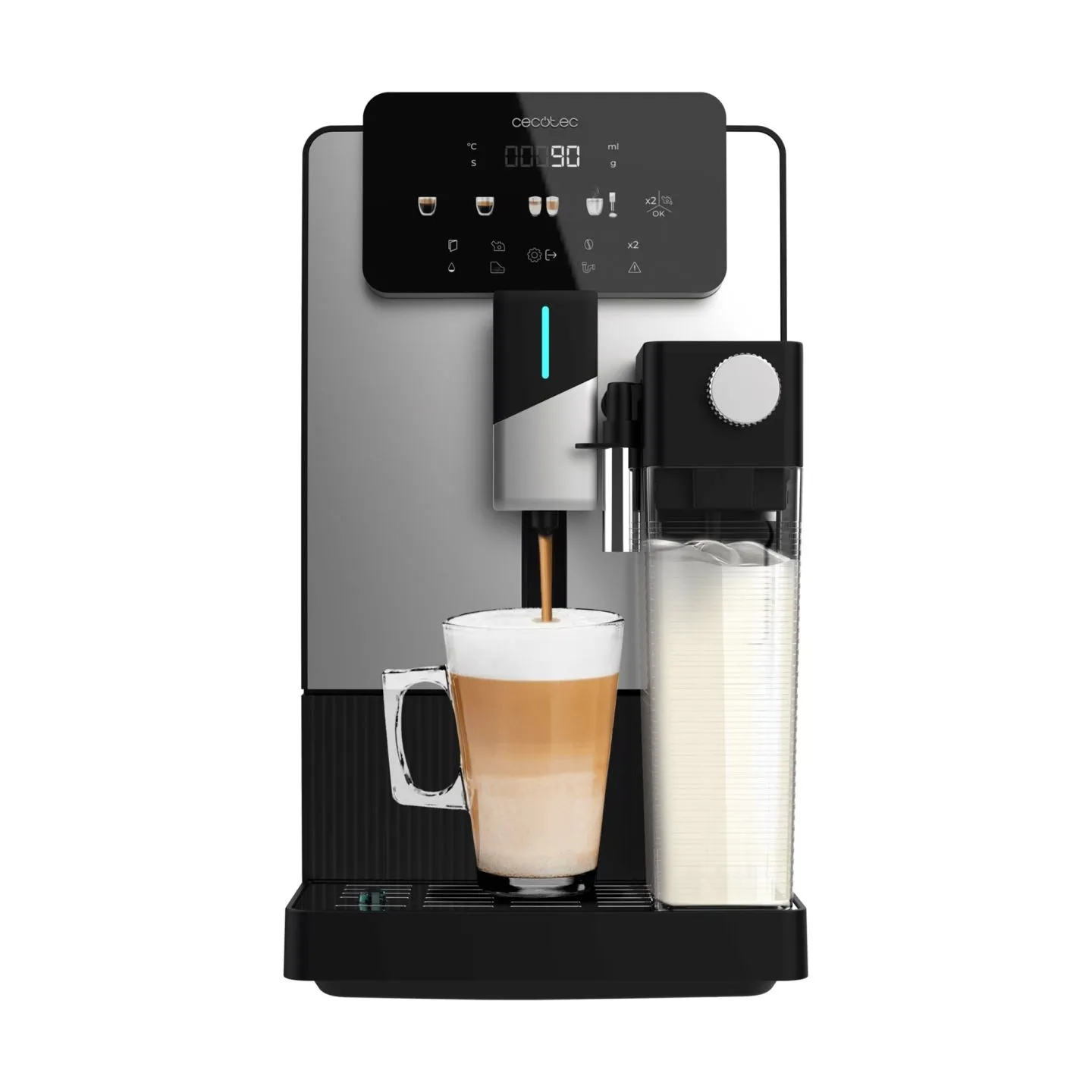Cecotec Coffee machine | Cremmaet Latte Jar | Pump pressure 19 bar | Automatic | Built-in milk frother | Black/Silver | 1500 W