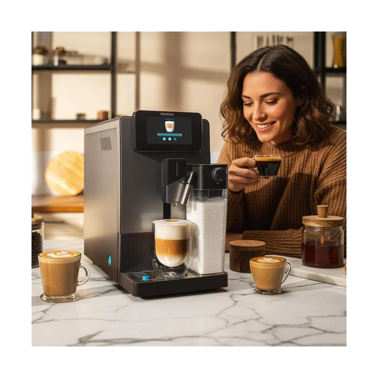 Cecotec Coffee machine | Cremmaet Latte Jar | Pump pressure 19 bar | Automatic | Built-in milk frother | Black/Silver | 1500 W