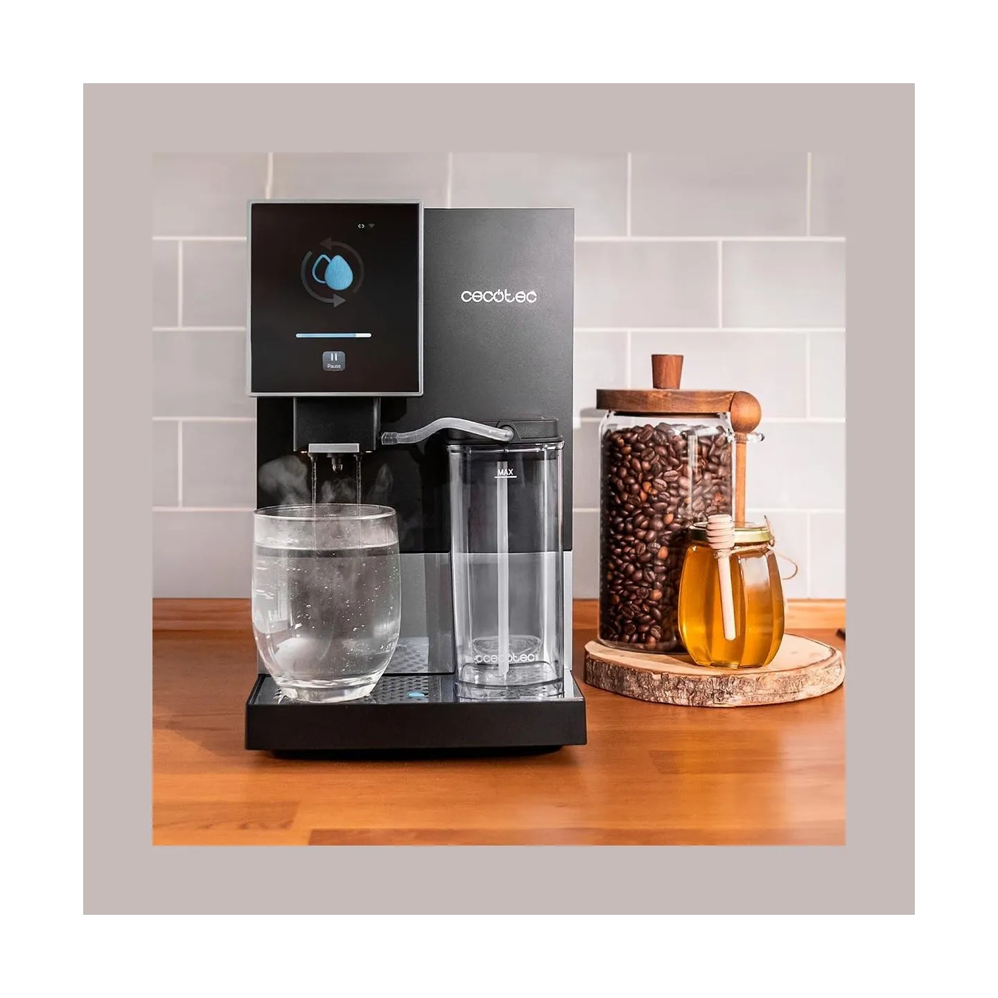 Cecotec Coffee Maker | Cremmaet Compactccino Connected | Pump pressure 19 bar | Built-in milk frother | Super-automatic | Black