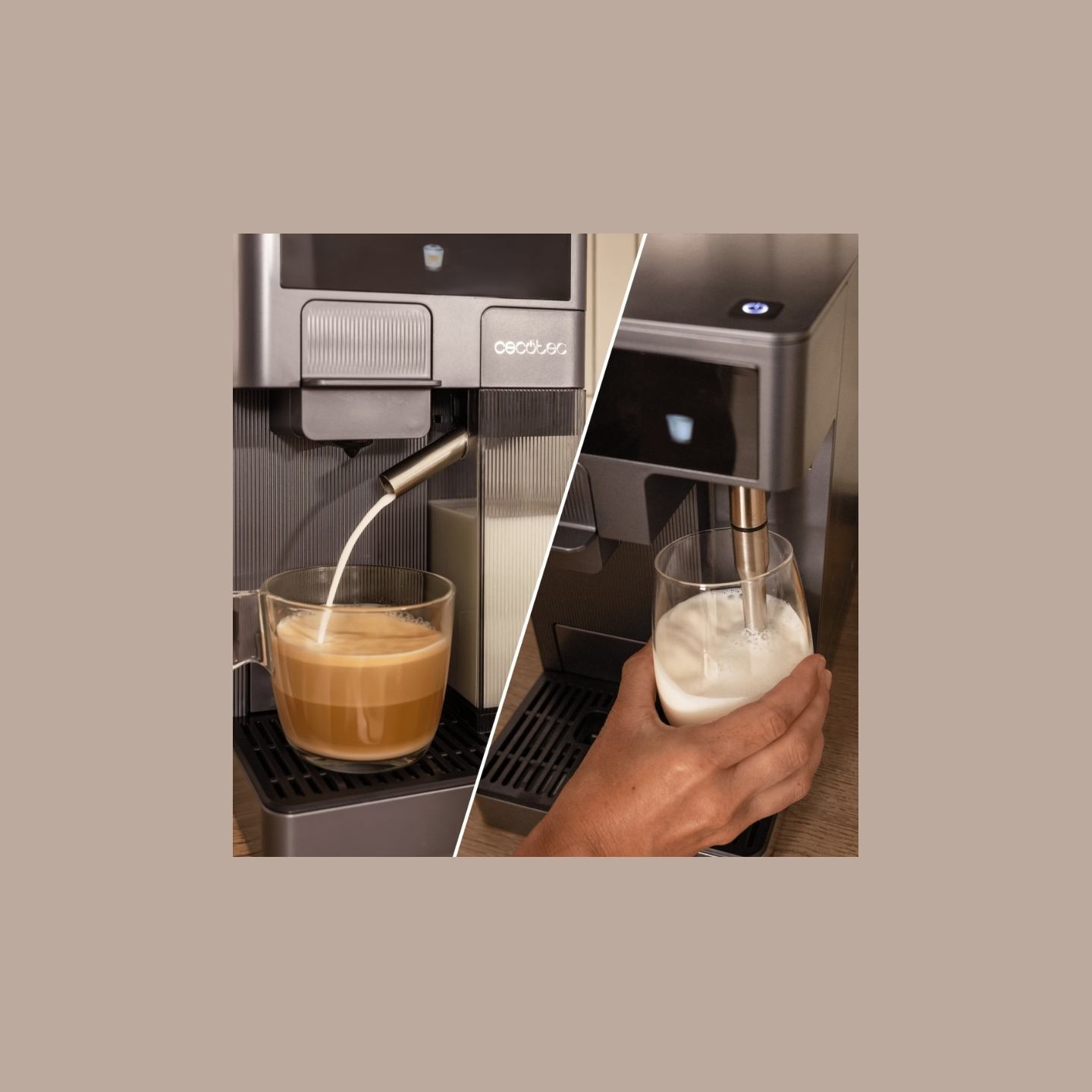 Cecotec Coffee machine | FreeStyle Latte T | Pump pressure 20 bar | Built-in milk frother | Automatic | Grey | 1350 W