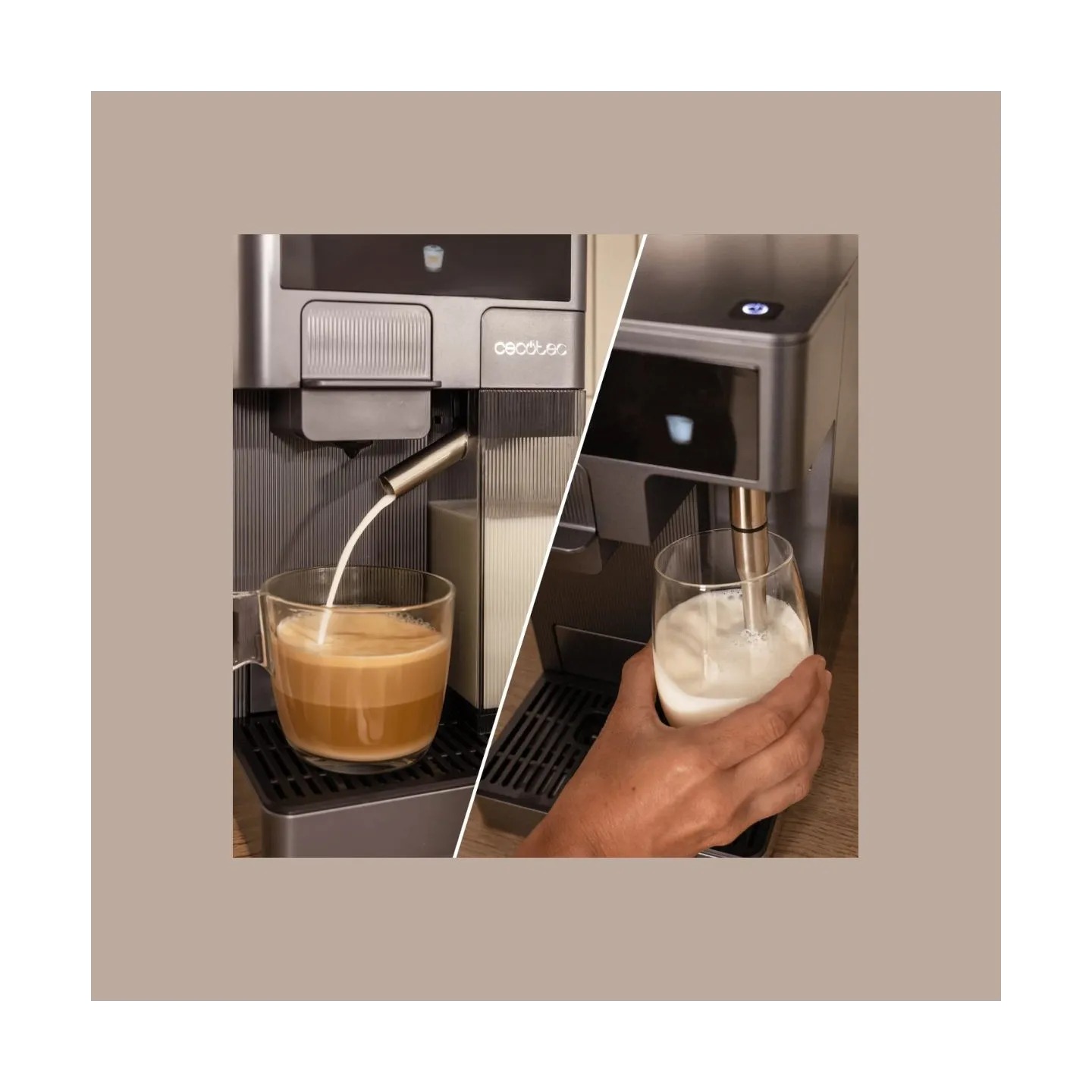 Cecotec Coffee machine | FreeStyle Latte T | Pump pressure 20 bar | Built-in milk frother | Automatic | Grey | 1350 W
