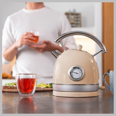 Cecotec Kettle | ThermoSense 420 Vintage | 2200 W | Electric | 1.8 L | Stainless steel | 360° rotational base | Light Beige