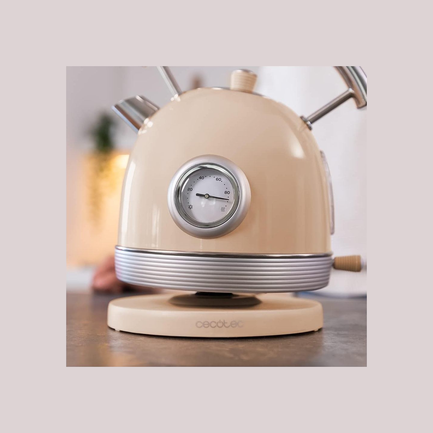 Cecotec Kettle | ThermoSense 420 Vintage | 2200 W | Electric | 1.8 L | Stainless steel | 360° rotational base | Light Beige