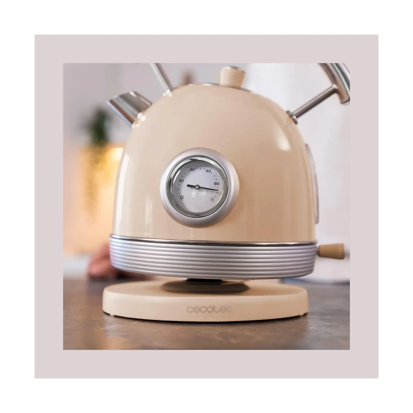 Cecotec Kettle | ThermoSense 420 Vintage | 2200 W | Electric | 1.8 L | Stainless steel | 360° rotational base | Light Beige