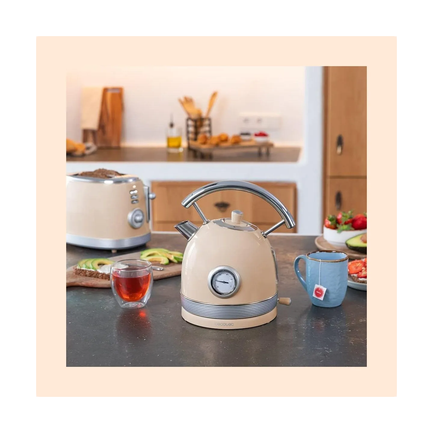 Cecotec Kettle | ThermoSense 420 Vintage | 2200 W | Electric | 1.8 L | Stainless steel | 360° rotational base | Light Beige