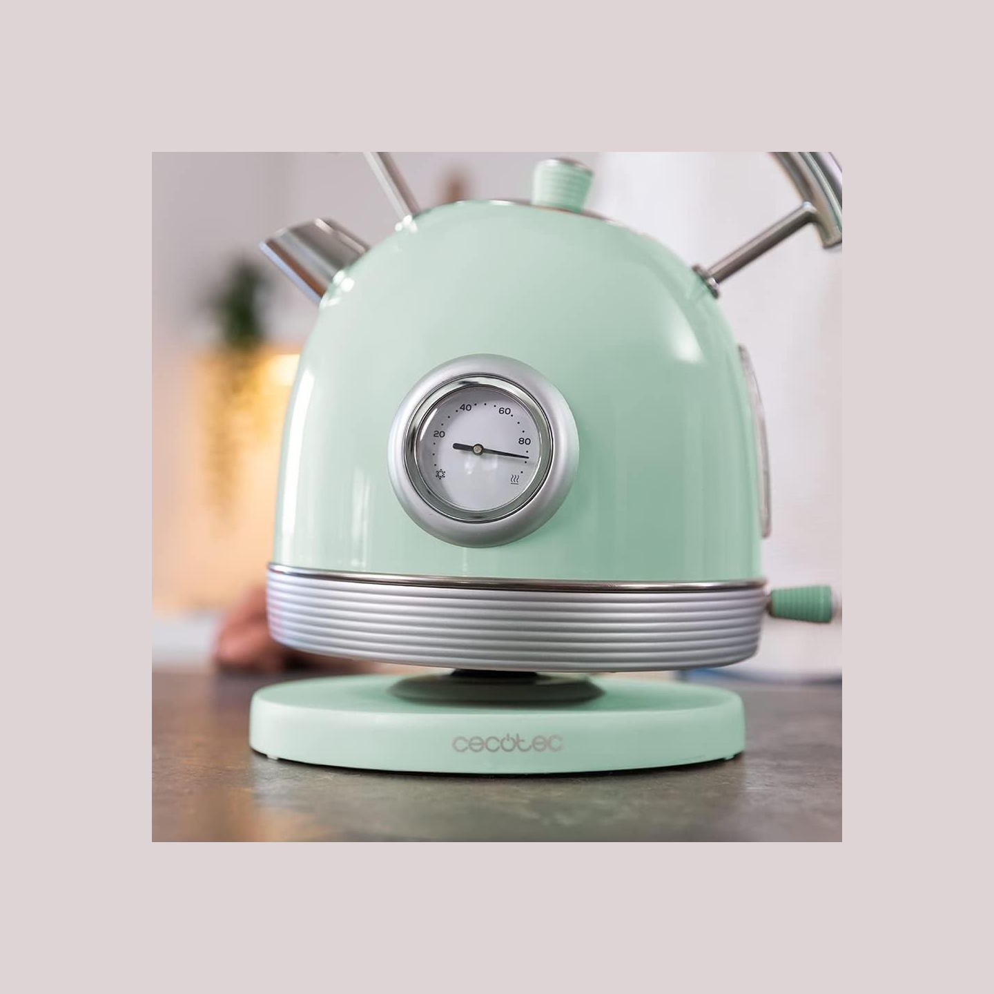 Cecotec Kettle | ThermoSense 420 Vintage | 2200 W | Electric | 1.8 L | Stainless steel | 360° rotational base | Light Green