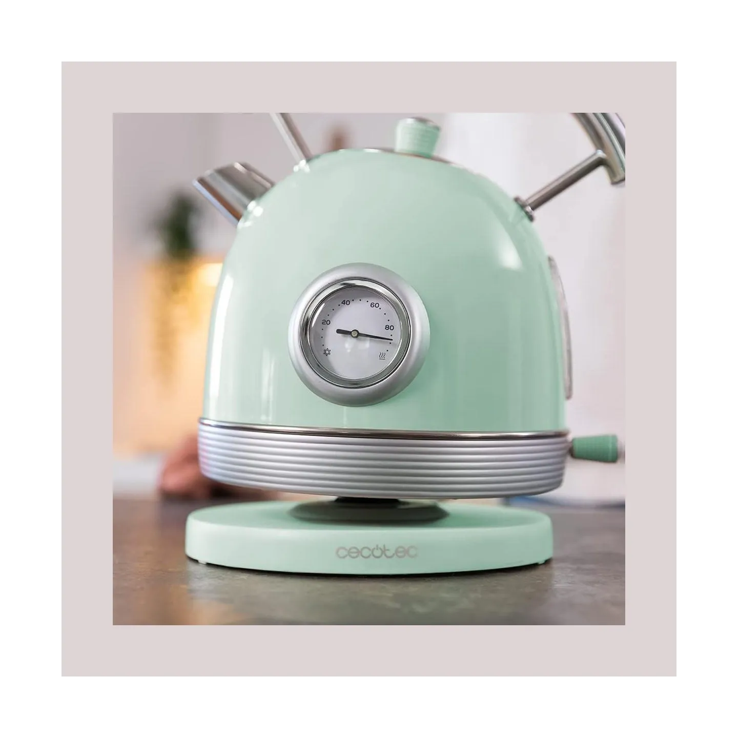 Cecotec Kettle | ThermoSense 420 Vintage | 2200 W | Electric | 1.8 L | Stainless steel | 360° rotational base | Light Green