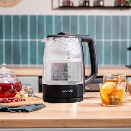 Cecotec Kettle | ThermoSense 320 Clear | 2200 W | Electric | 1.7 L | Glass | 360° rotational base | Black/Transparent