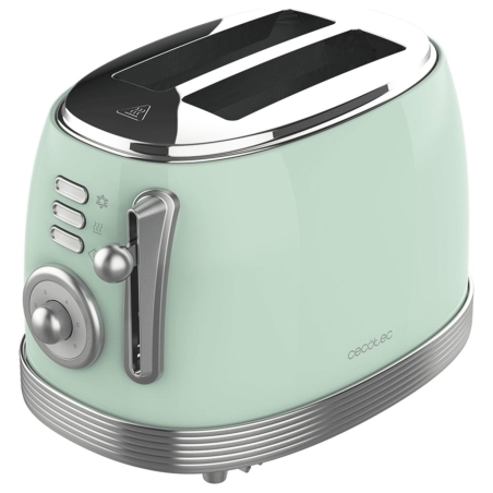Cecotec Toaster | Toast&Taste 800 Vintage | Power 850 W | Number of slots 2 | Housing material Stainless steel | Light Green