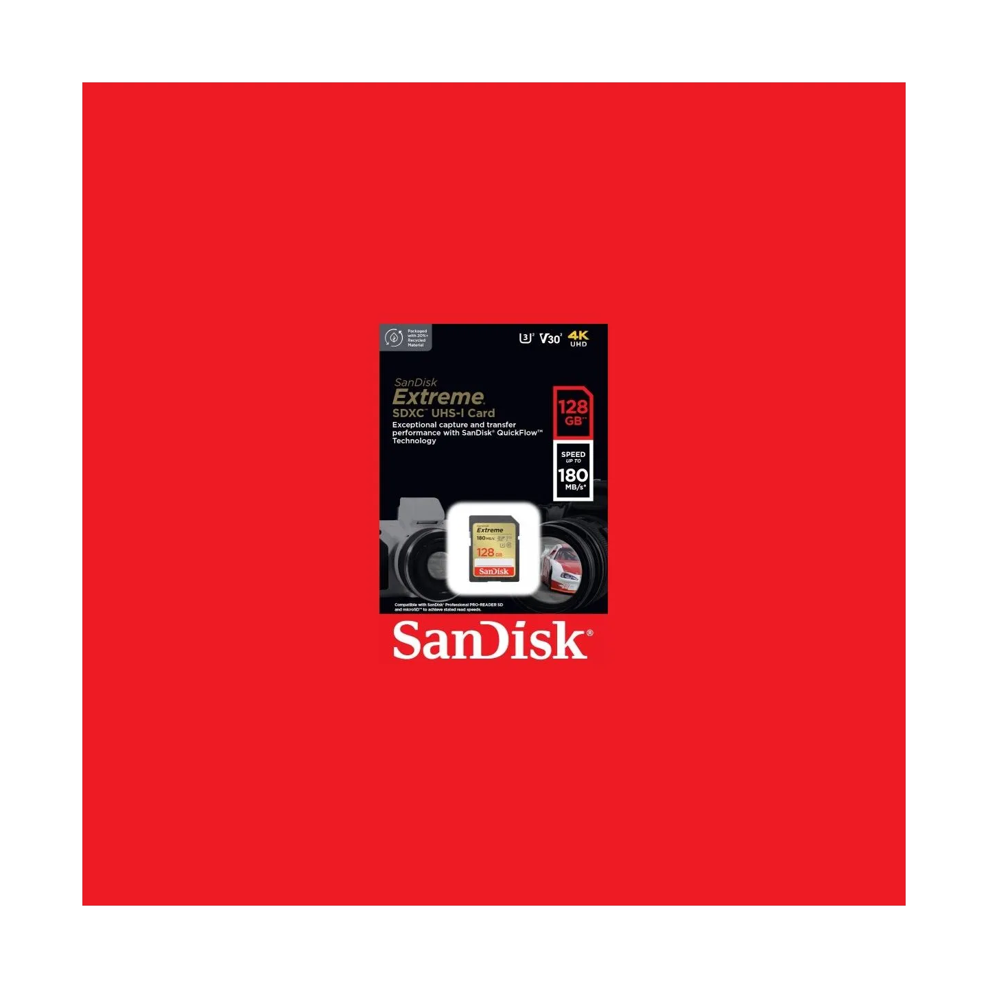 Sandisk Extreme SDXC 128GB 180/90 MB/s V30 UHS-1 U