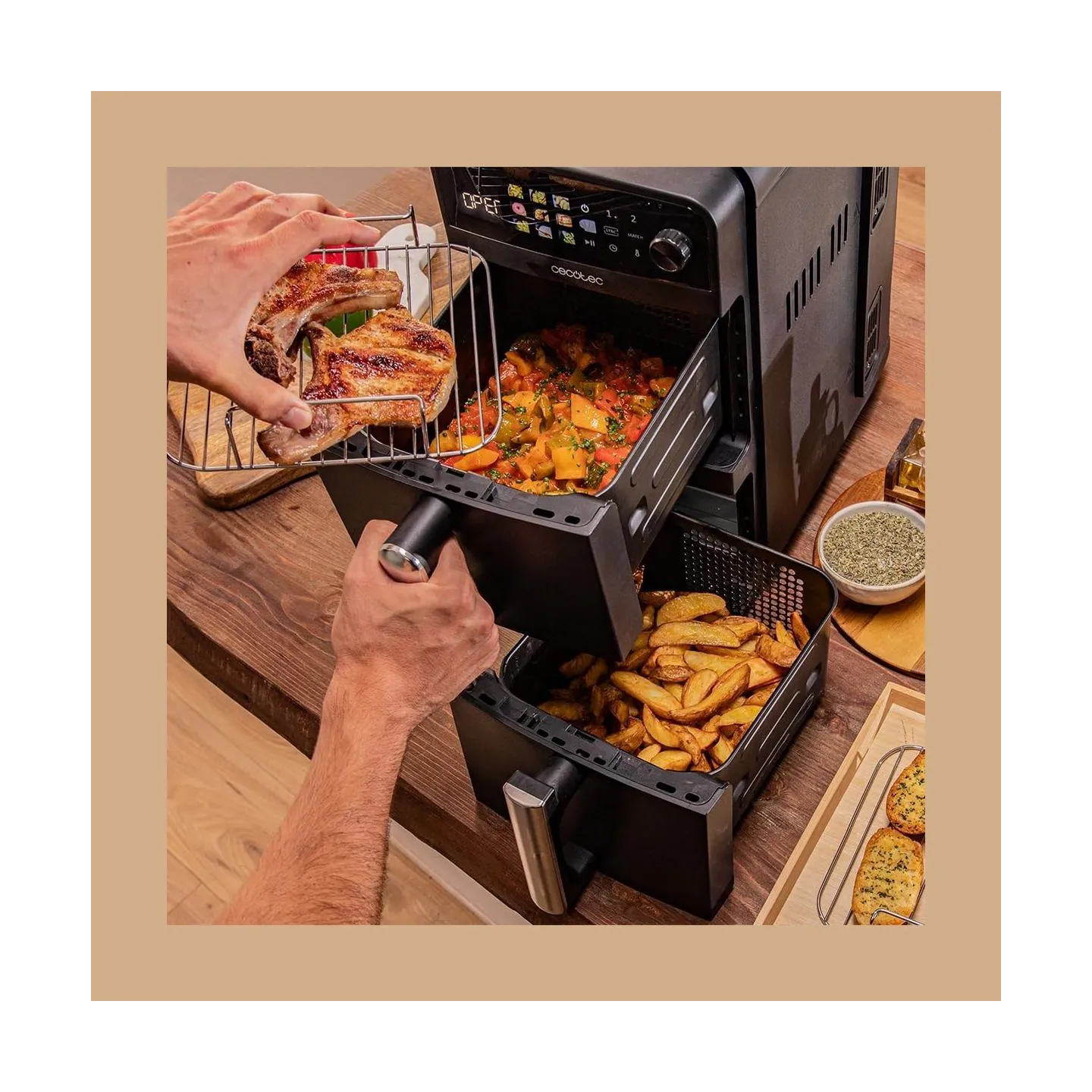 Cecotec Double hot air fryer | Cecofry DuoLevel 10000 | Power 2400 W | Capacity 10 L | Black