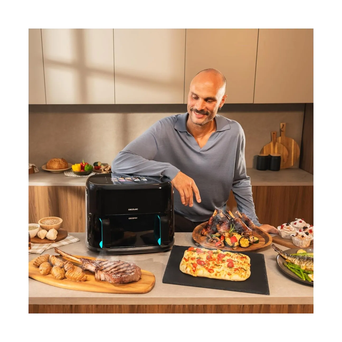 Cecotec Double hot air fryer | Cecofry&Grill Smokin'Prime 11000 | Power 2800 W | Capacity 11 L | Black