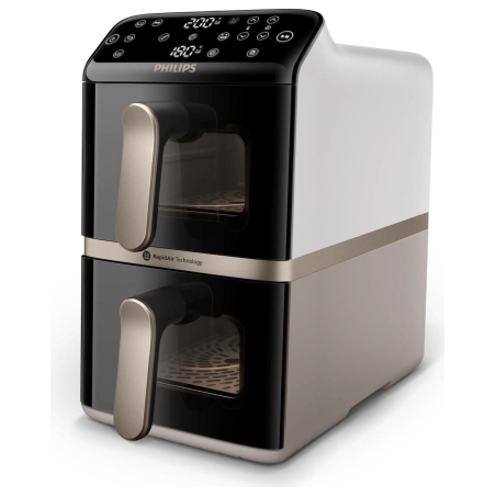 Philips Airfryer, Dual Basket | NA462/80 4000 Series | Capacity 10 L | Power 2750 W | RapidAir | Silk White/Beige