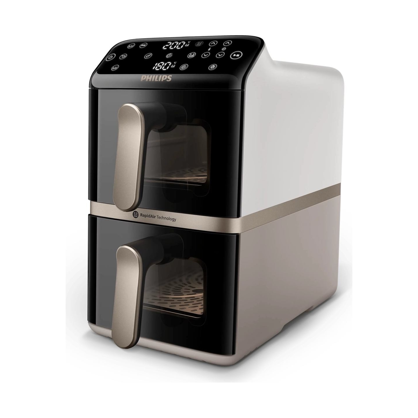 Philips Airfryer, Dual Basket | NA462/80 4000 Series | Capacity 10 L | Power 2750 W | RapidAir | Silk White/Beige
