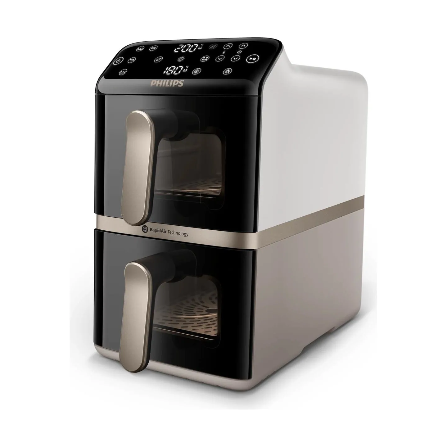 Philips Airfryer, Dual Basket | NA462/80 4000 Series | Capacity 10 L | Power 2750 W | RapidAir | Silk White/Beige
