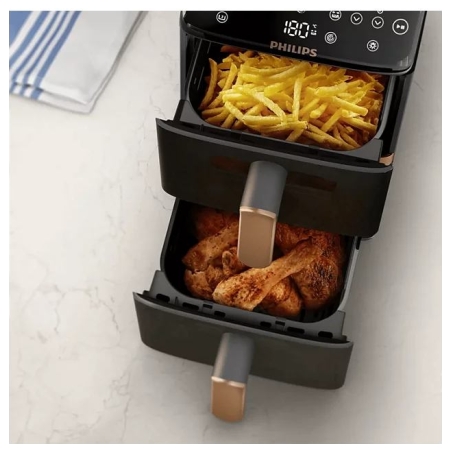 Philips Airfryer, Dual Basket | NA462/80 4000 Series | Capacity 10 L | Power 2750 W | RapidAir | Silk White/Beige