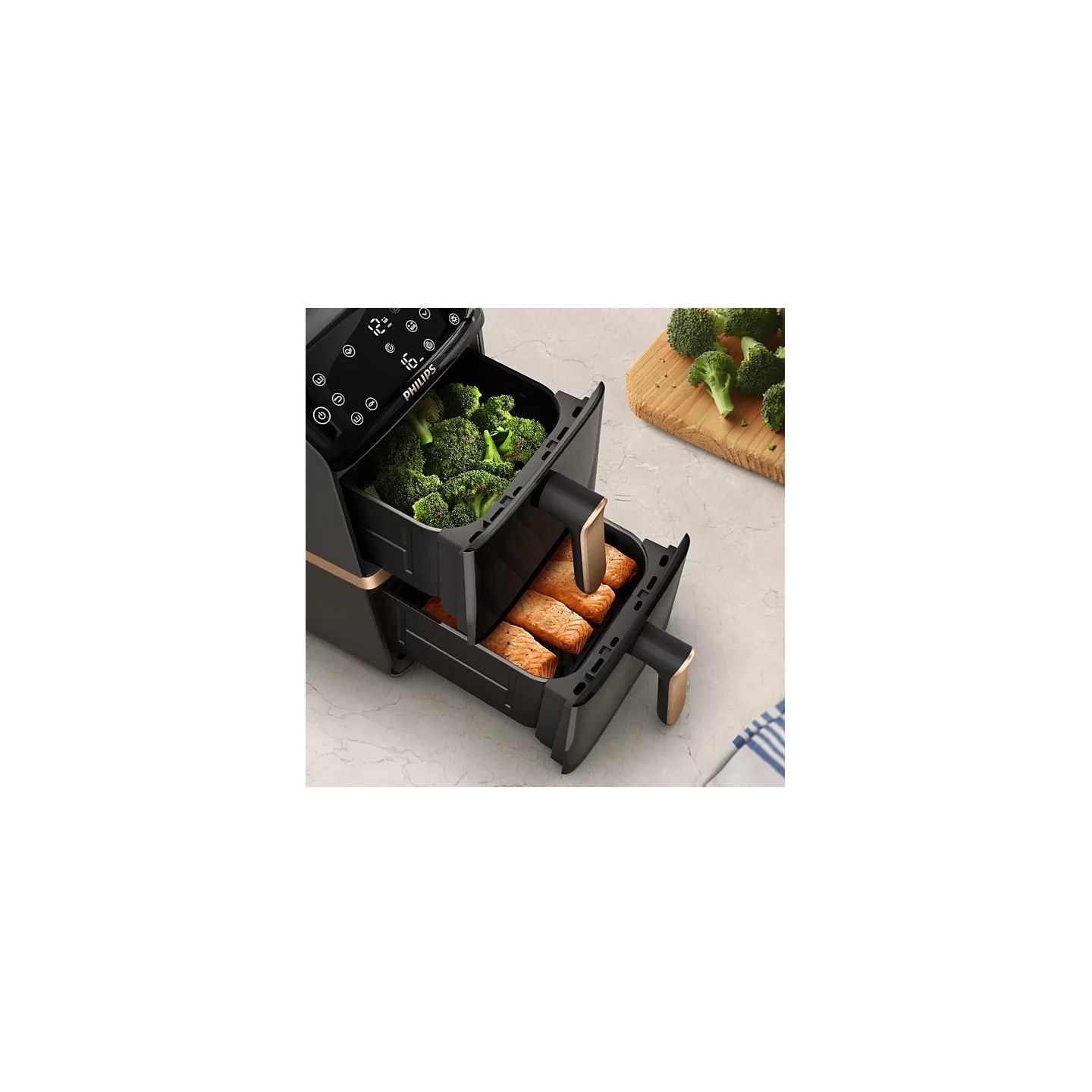 Philips Airfryer, Dual Basket | NA462/80 4000 Series | Capacity 10 L | Power 2750 W | RapidAir | Silk White/Beige