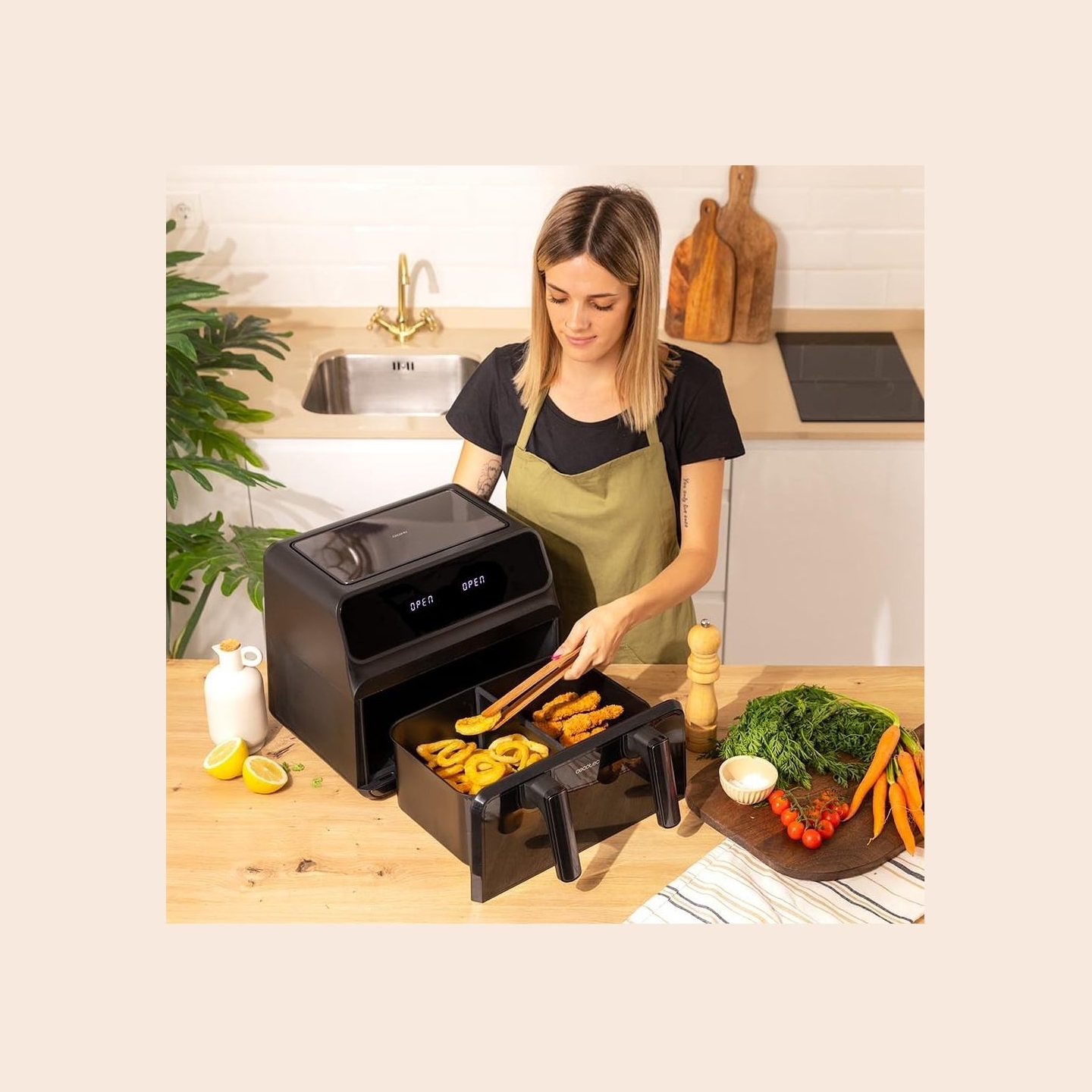 Cecotec Double hot air fryer | Cecofry Advance 9000 Window | Power 2200 W | Capacity 9 L | Black