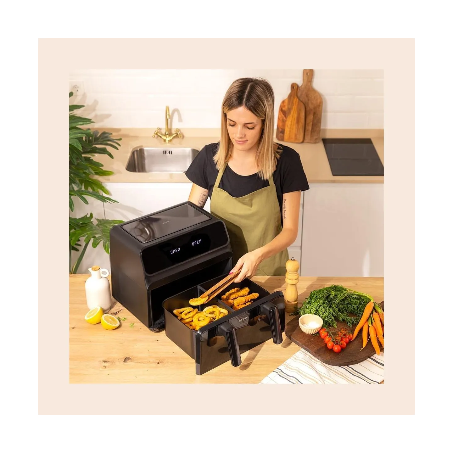 Cecotec Double hot air fryer | Cecofry Advance 9000 Window | Power 2200 W | Capacity 9 L | Black