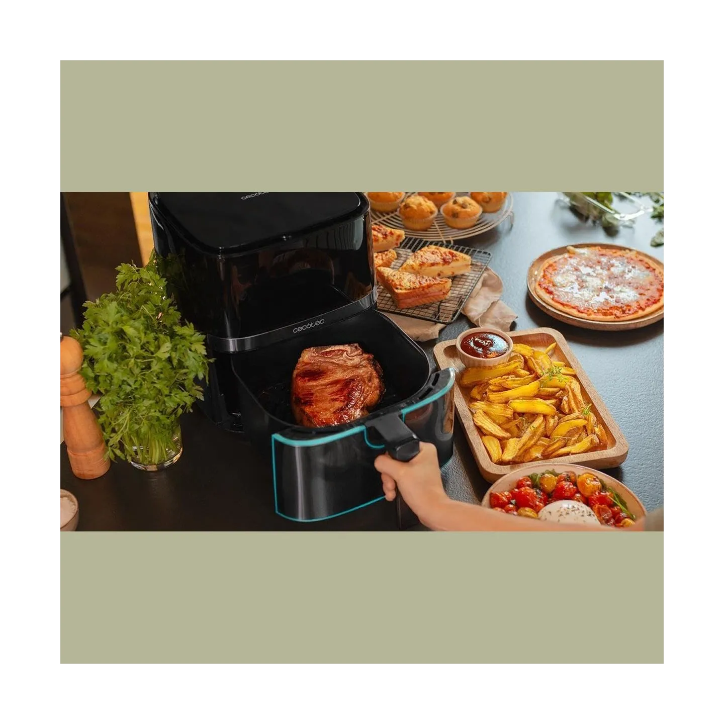Cecotec Hot air fryer | Cecofry Full InoxBlack 5500 Pro | Power 1700 W | Capacity 5.5 L | Black inox/Black