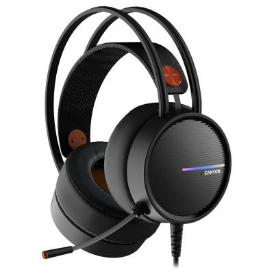 Canyon INTERCEPTOR GH-8A, Gaming headset 3.5mm jack plus USB connector for LED backlight, adjustable microphone and volume contr