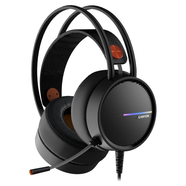 Canyon INTERCEPTOR GH-8A, Gaming headset 3.5mm jack plus USB connector for LED backlight, adjustable microphone and volume contr