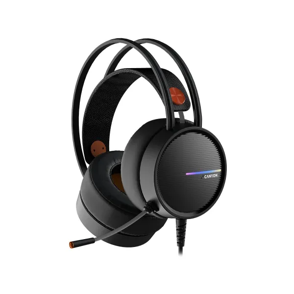 Canyon INTERCEPTOR GH-8A, Gaming headset 3.5mm jack plus USB connector for LED backlight, adjustable microphone and volume contr