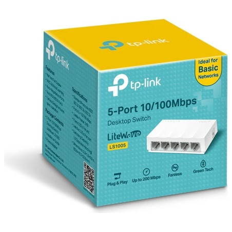 Tp-Link | 5-Port 10/100Mbps Desktop Network Switch | LS1005 | Unmanaged | Desktop | Power supply type External