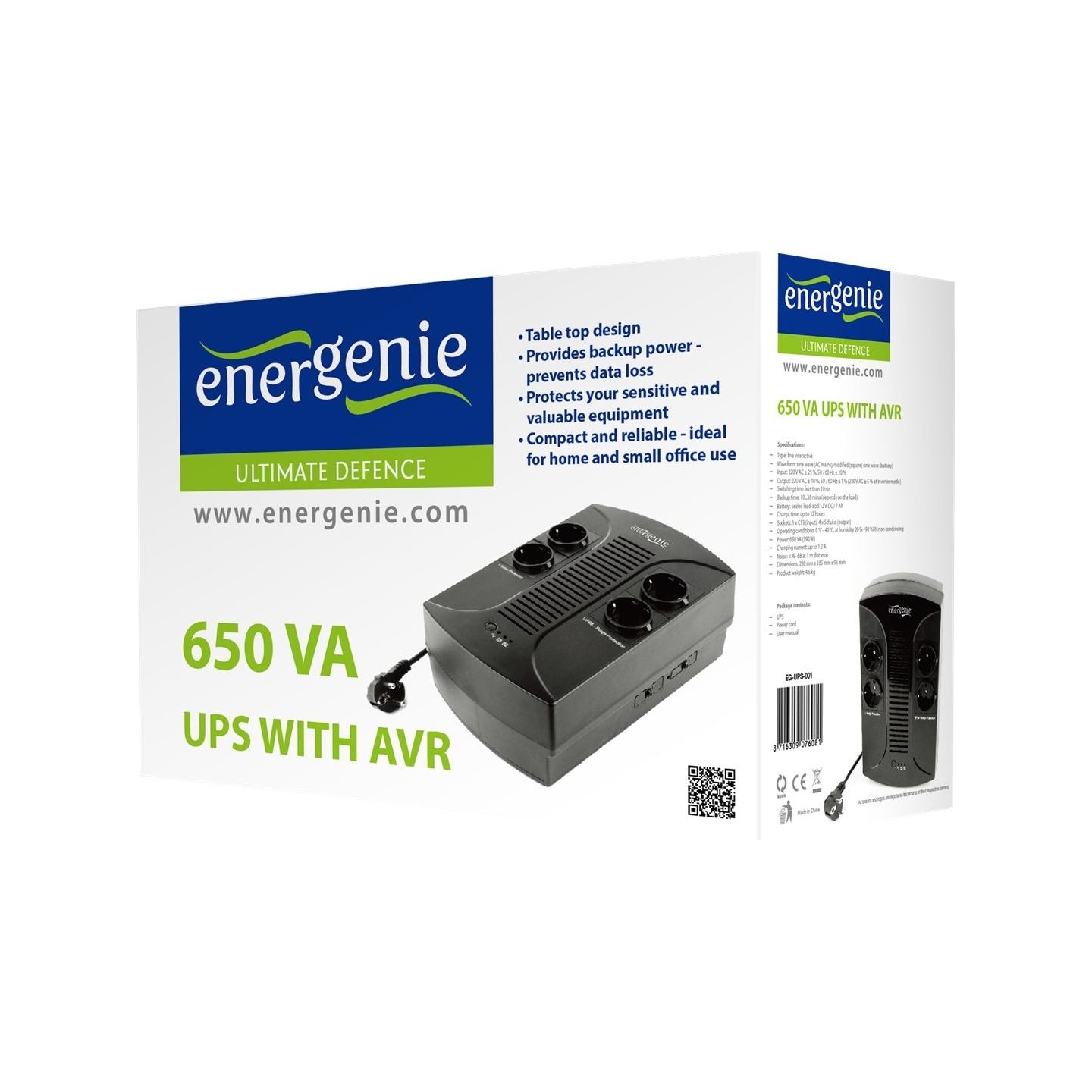 Energenie | UPS with AVR | 650 VA | 220 V